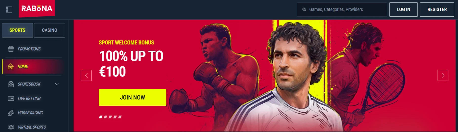 Rabona Casino Screen