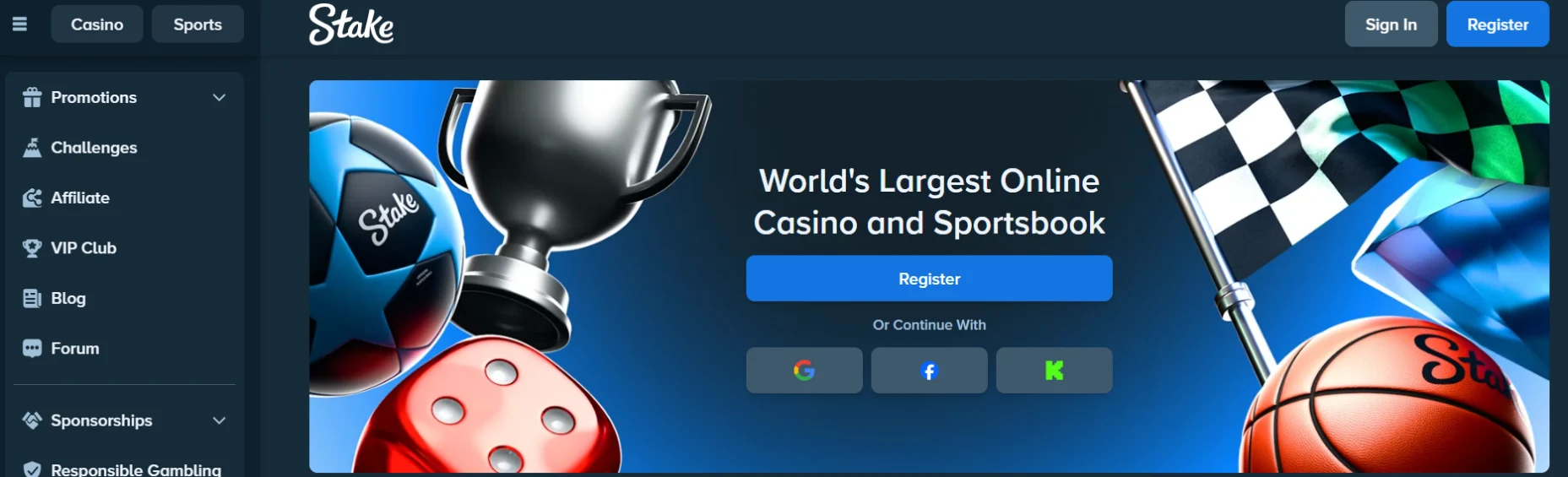 Stake.com Casino Screen